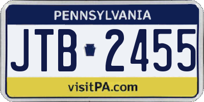 PA license plate JTB2455