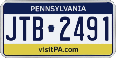 PA license plate JTB2491