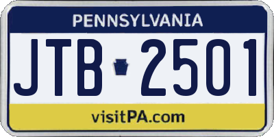 PA license plate JTB2501