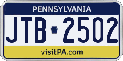 PA license plate JTB2502