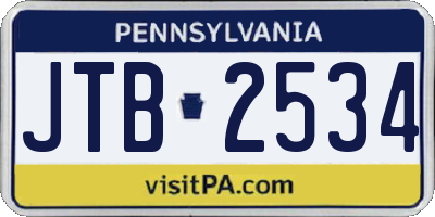 PA license plate JTB2534