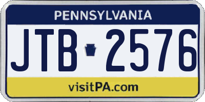 PA license plate JTB2576