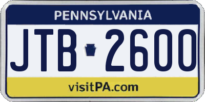 PA license plate JTB2600