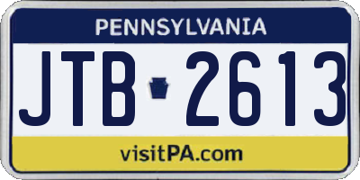 PA license plate JTB2613