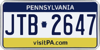 PA license plate JTB2647