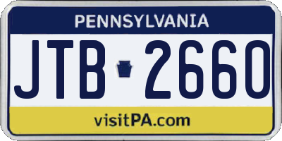 PA license plate JTB2660