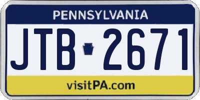 PA license plate JTB2671