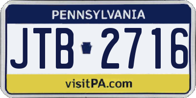 PA license plate JTB2716