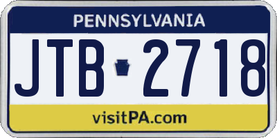 PA license plate JTB2718