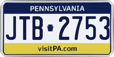 PA license plate JTB2753