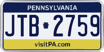 PA license plate JTB2759