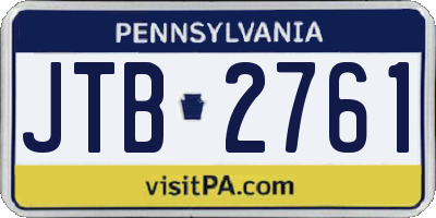 PA license plate JTB2761