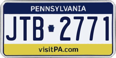 PA license plate JTB2771