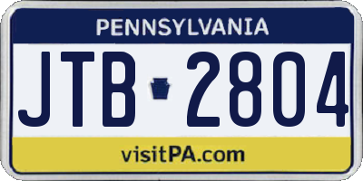 PA license plate JTB2804