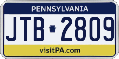 PA license plate JTB2809
