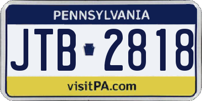 PA license plate JTB2818