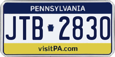 PA license plate JTB2830