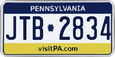 PA license plate JTB2834