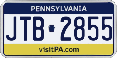 PA license plate JTB2855