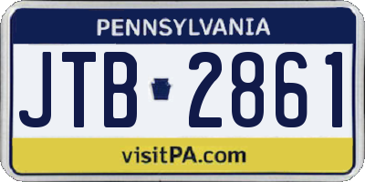 PA license plate JTB2861