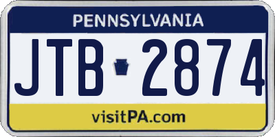 PA license plate JTB2874