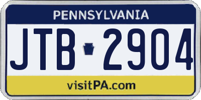 PA license plate JTB2904