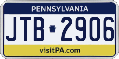 PA license plate JTB2906