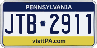 PA license plate JTB2911
