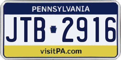 PA license plate JTB2916
