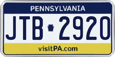 PA license plate JTB2920