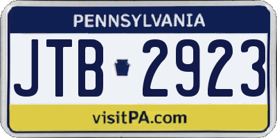 PA license plate JTB2923