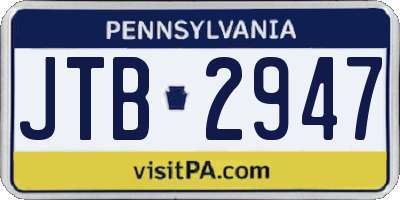 PA license plate JTB2947