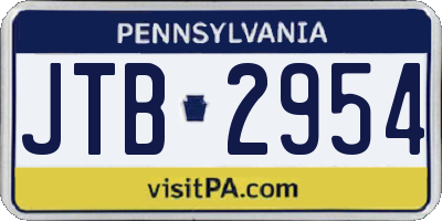 PA license plate JTB2954