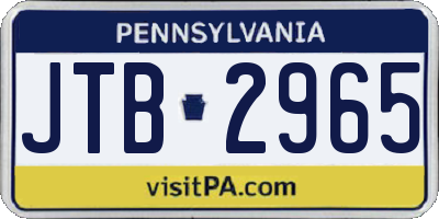 PA license plate JTB2965