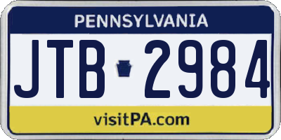 PA license plate JTB2984