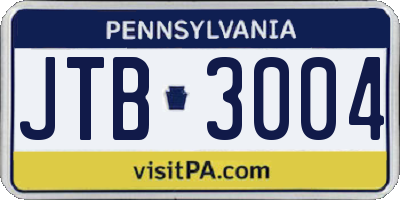 PA license plate JTB3004