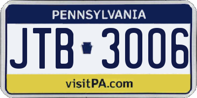 PA license plate JTB3006