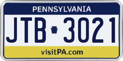 PA license plate JTB3021