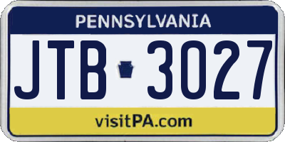 PA license plate JTB3027