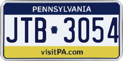 PA license plate JTB3054