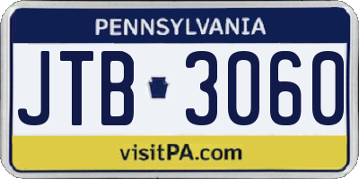 PA license plate JTB3060