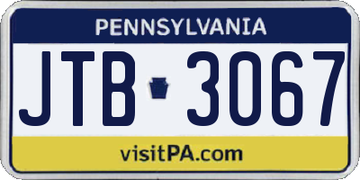 PA license plate JTB3067