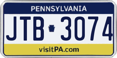 PA license plate JTB3074