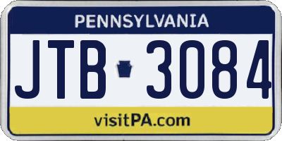 PA license plate JTB3084