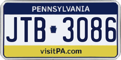 PA license plate JTB3086