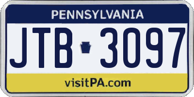 PA license plate JTB3097