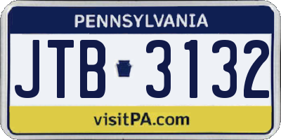 PA license plate JTB3132