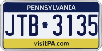 PA license plate JTB3135