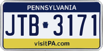 PA license plate JTB3171