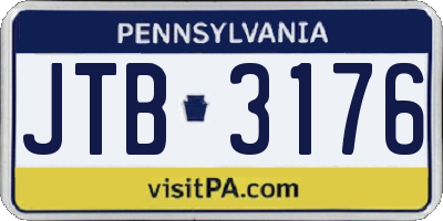 PA license plate JTB3176